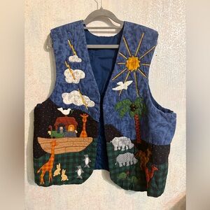 Handmade Vintage Reversible Colorful Embroidered Women's Vest, Sunday School, XL